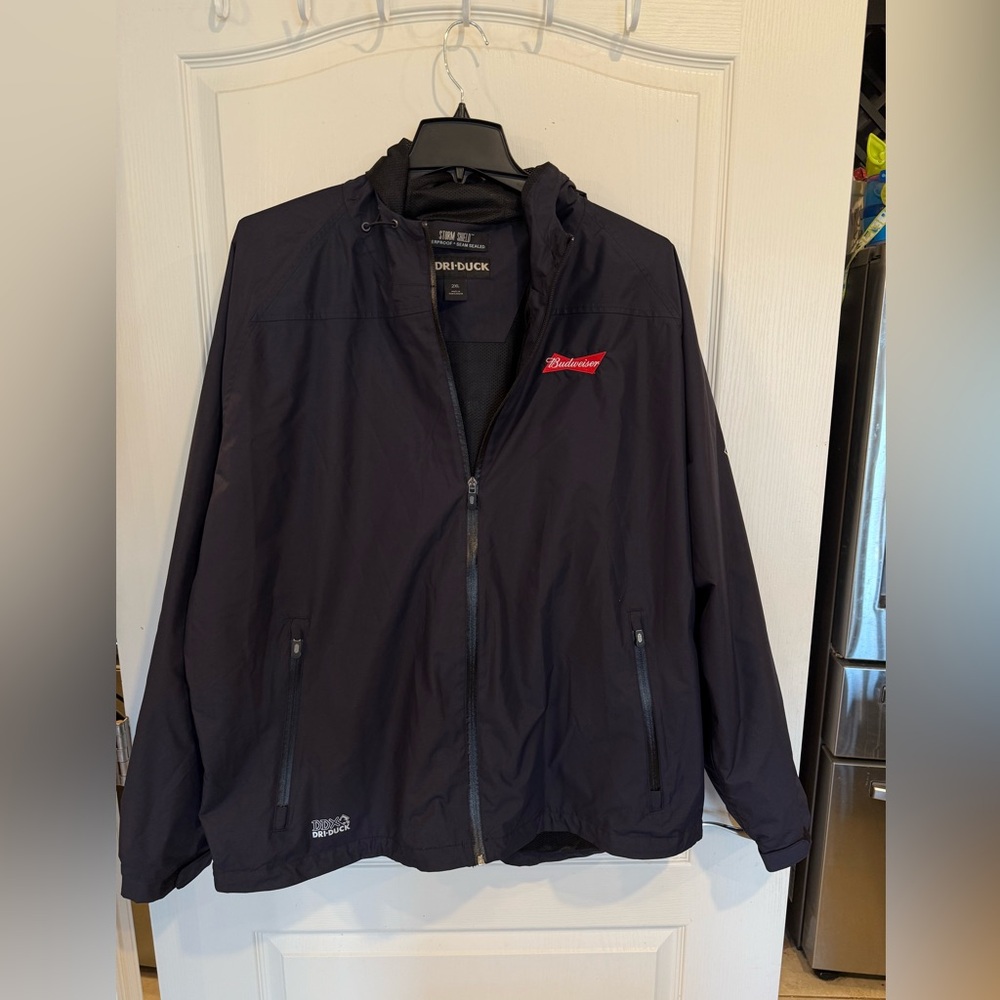 Dri-Duck men’s Budweiser navy blue Windbreaker driver jacket Embroidered 2XL